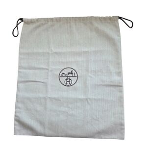 Authentic Hermès Herringbone Toile Drawstring Dust Bag - 17" x 15" Beige